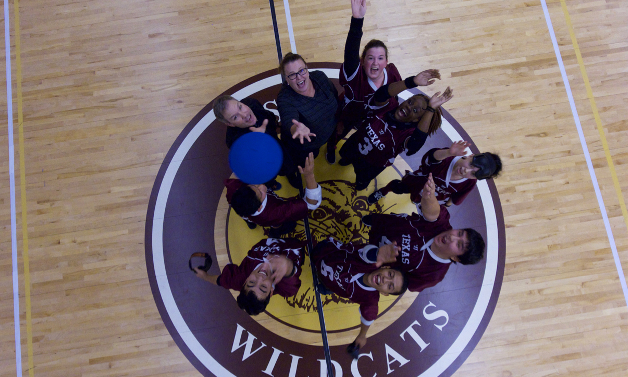 Goalball team on the court