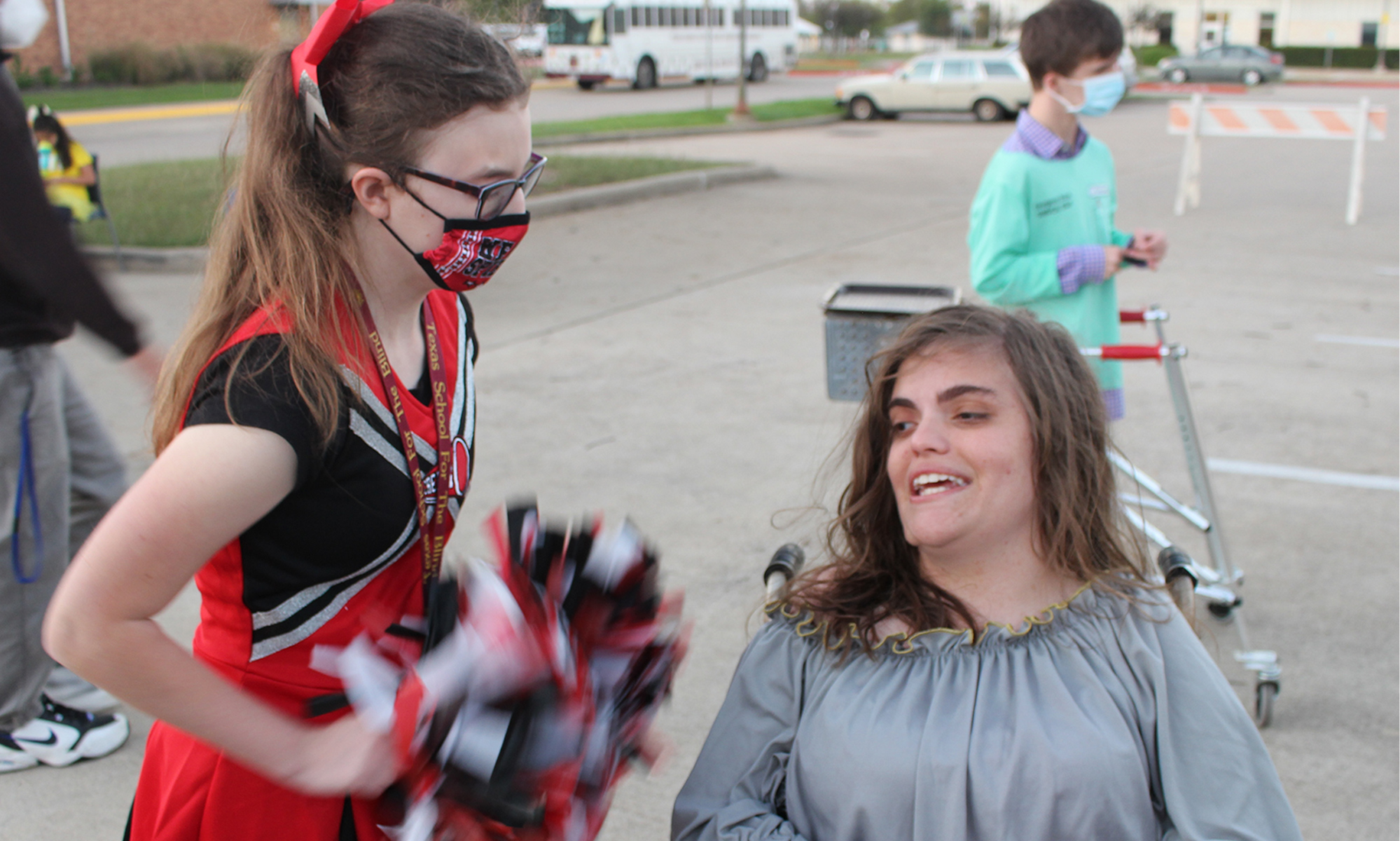 Image of two students during Halloween in costumes