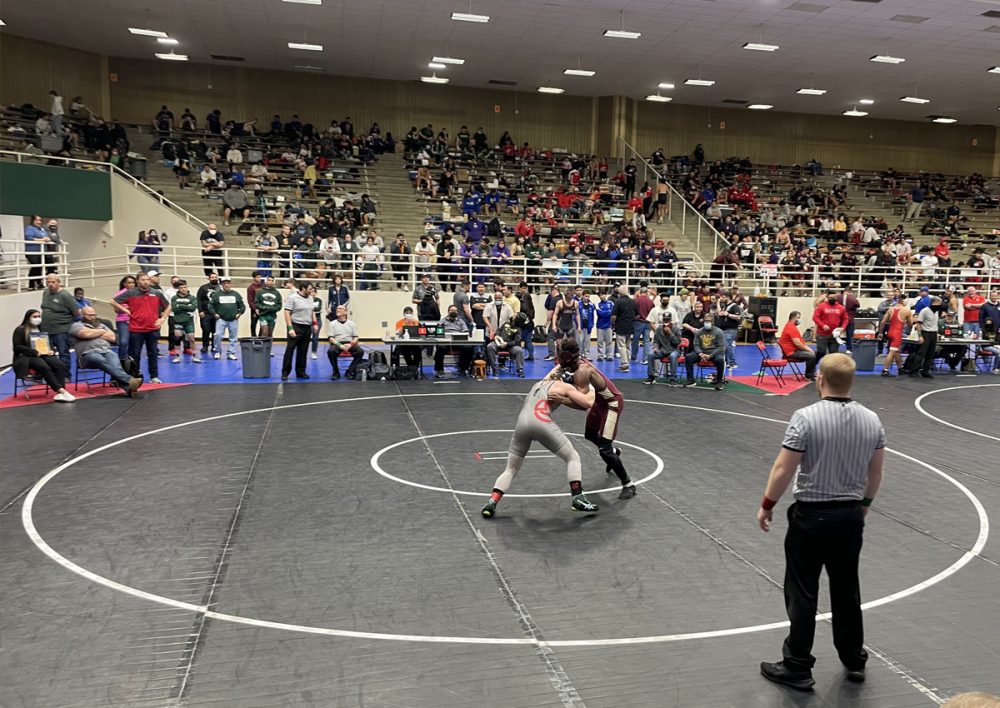 TSBVI Student wrestles at the UIL Region 4-5A tournament.