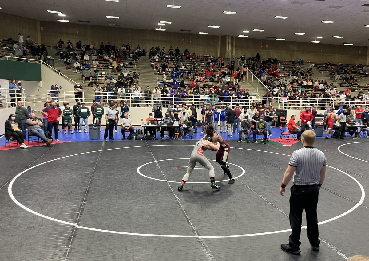 TSBVI Student wrestles at the UIL Region 4-5A tournament.