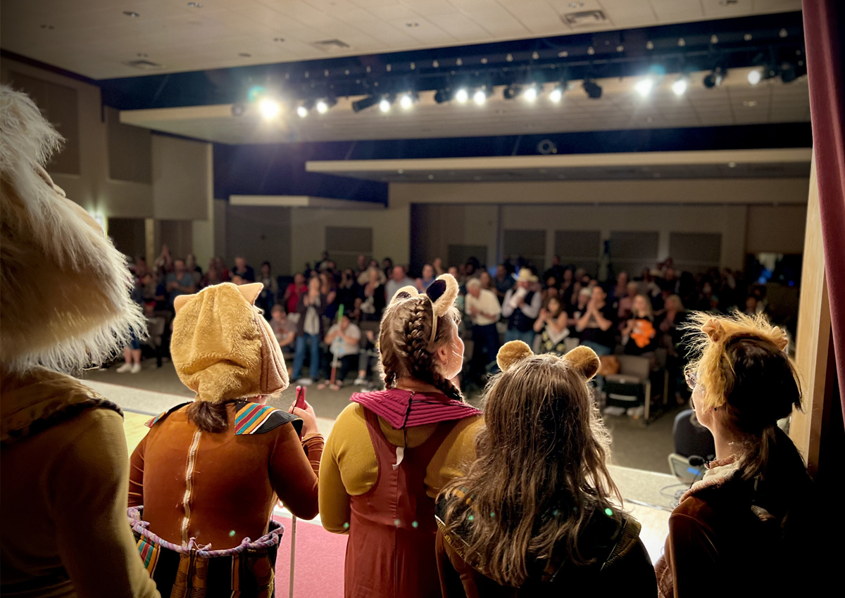 Darrius M., Jackie C., Mary Rose B., Sofiya B., and Mia M., as well as the rest of the cast of Lion King Jr., receive a standing ovation.