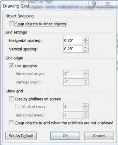 Screen Shot of the Drawing Grid Dialog Window.