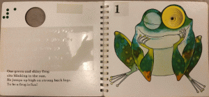 picture of a frog on a braille book
