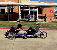 Mark and Joshua on tandem bike