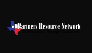 A picture of the state of Texas on the left in red, white and blue. A white star is located on the picture, and the words “Partners Resource Network” are printed in white block letters beside it. “Empowerment Through Education” is printed in black script below.