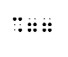 three braille cells: dots 1,4,6 dots 2,3,5,6, dots 2,3,5,6